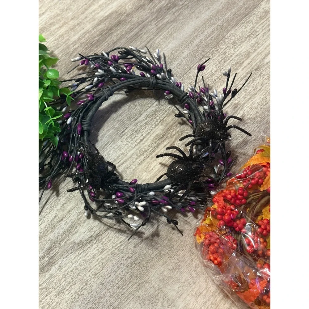 Seasonal Mini Wreath Bundle‎ Halloween Spider Autumn Maple Christmas Berry 8in